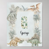 Dinosaur Personalized Name Monogram G Nursery ポスター (正面)