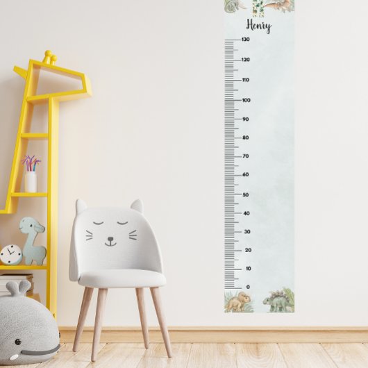 Dinosaur Personalized Name Monogram H Growth Chart ポスター