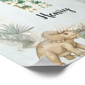 Dinosaur Personalized Name Monogram H Nursery ポスター (角)