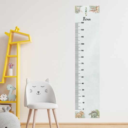 Dinosaur Personalized Name Monogram I Growth Chart ポスター