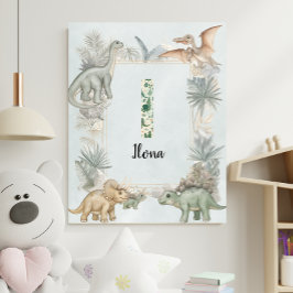 Dinosaur Personalized Name Monogram I Nursery ポスター