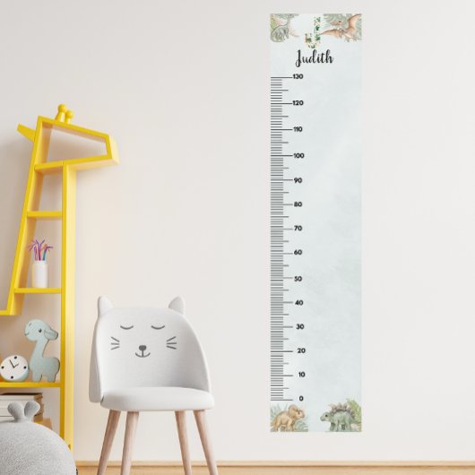 Dinosaur Personalized Name Monogram J Growth Chart ポスター