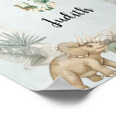 Dinosaur Personalized Name Monogram J Nursery ポスター (角)