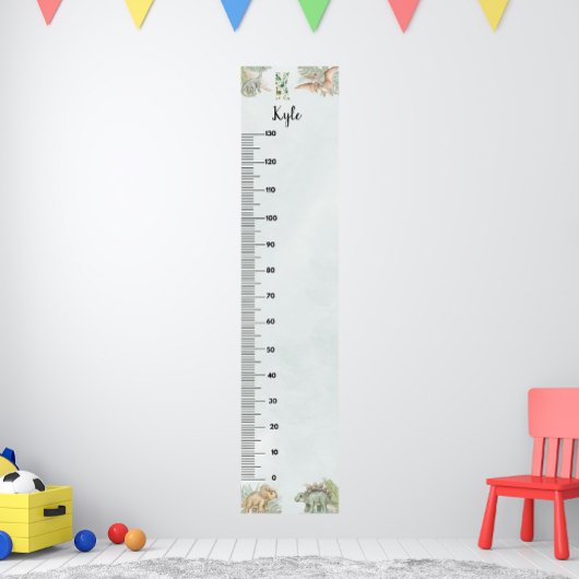 Dinosaur Personalized Name Monogram K Growth Chart ポスター