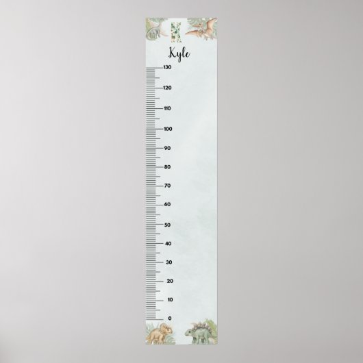 Dinosaur Personalized Name Monogram K Growth Chart ポスター (正面)