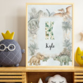 Dinosaur Personalized Name Monogram K Nursery ポスター