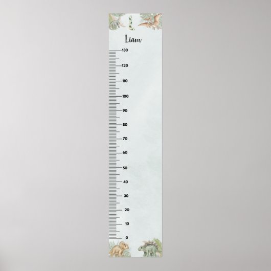 Dinosaur Personalized Name Monogram L Growth Chart ポスター (正面)