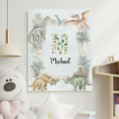 Dinosaur Personalized Name Monogram M Nursery ポスター