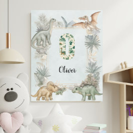 Dinosaur Personalized Name Monogram O Nursery ポスター