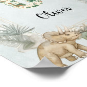 Dinosaur Personalized Name Monogram O Nursery ポスター (角)