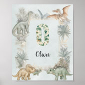 Dinosaur Personalized Name Monogram O Nursery ポスター (正面)