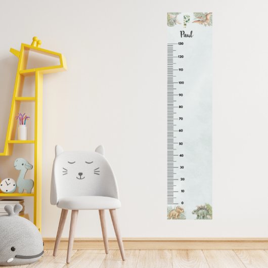 Dinosaur Personalized Name Monogram P Growth Chart ポスター