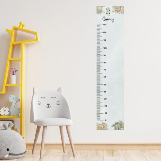 Dinosaur Personalized Name Monogram Q Growth Chart ポスター