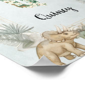 Dinosaur Personalized Name Monogram Q Nursery ポスター (角)