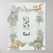 Dinosaur Personalized Name Monogram R Nursery ポスター (正面)