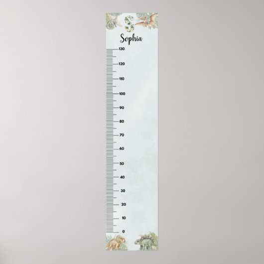 Dinosaur Personalized Name Monogram S Growth Chart ポスター (正面)