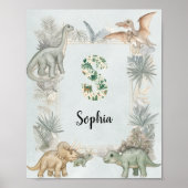 Dinosaur Personalized Name Monogram S Nursery ポスター (正面)