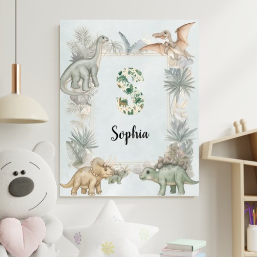 Dinosaur Personalized Name Monogram S Nursery ポスター