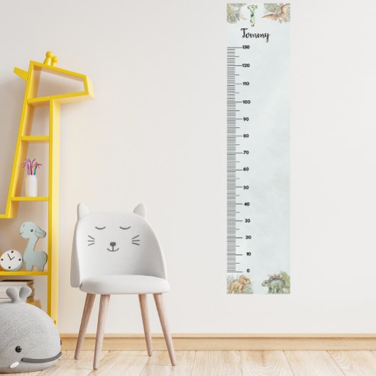 Dinosaur Personalized Name Monogram T Growth Chart ポスター