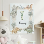 Dinosaur Personalized Name Monogram T Nursery ポスター