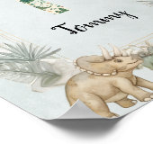 Dinosaur Personalized Name Monogram T Nursery ポスター (角)