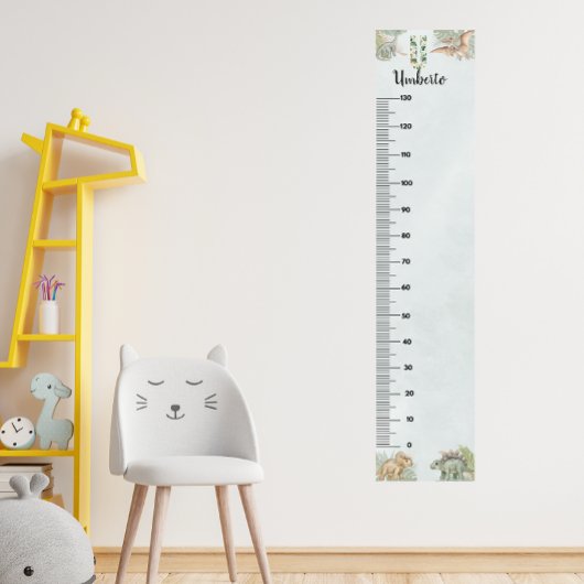 Dinosaur Personalized Name Monogram U Growth Chart ポスター