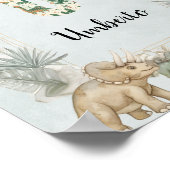 Dinosaur Personalized Name Monogram U Nursery ポスター (角)