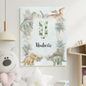 Dinosaur Personalized Name Monogram U Nursery ポスター