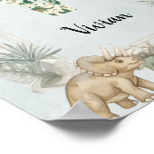 Dinosaur Personalized Name Monogram V Nursery ポスター (角)