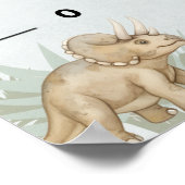 Dinosaur Personalized Name Monogram W Growth Chart ポスター (角)