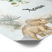 Dinosaur Personalized Name Monogram X Nursery ポスター (角)