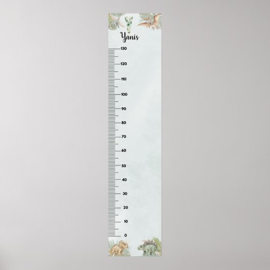 Dinosaur Personalized Name Monogram Y Growth Chart ポスター (正面)