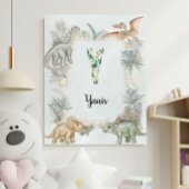 Dinosaur Personalized Name Monogram Y Nursery ポスター