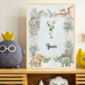 Dinosaur Personalized Name Monogram Y Nursery ポスター