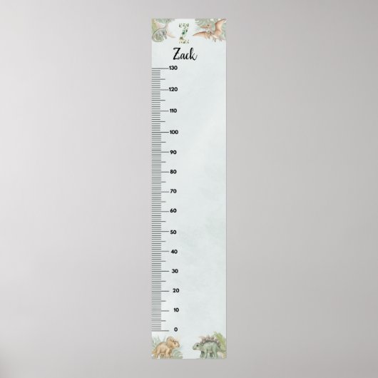 Dinosaur Personalized Name Monogram Z Growth Chart ポスター (正面)