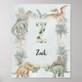 Dinosaur Personalized Name Monogram Z Nursery ポスター (正面)