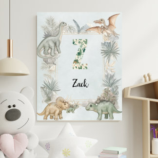 Dinosaur Personalized Name Monogram Z Nursery ポスター
