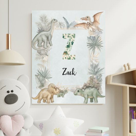 Dinosaur Personalized Name Monogram Z Nursery ポスター