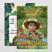 Dinosaur Photo 6th Birthday Invitation 招待状 (正面/裏面)