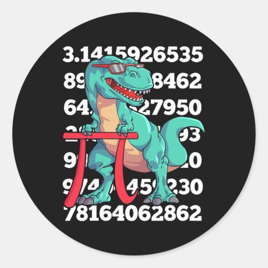 Dinosaur Pi Day T Rex Funny Math 3.14 Teacher Stud ラウンドシール (正面)