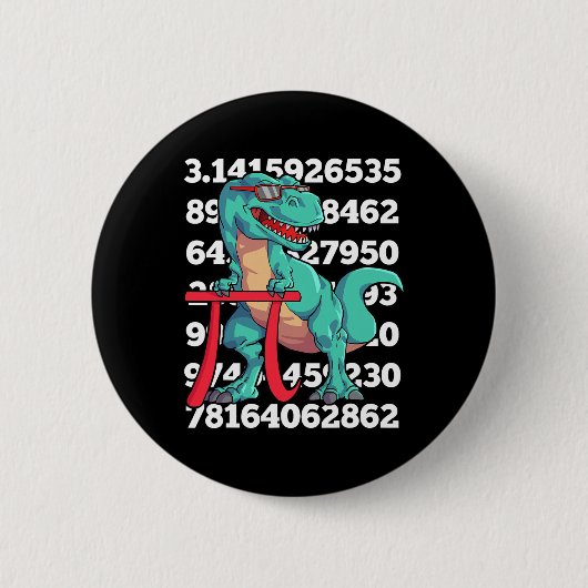 Dinosaur Pi Day T Rex Funny Math 3.14 Teacher Stud 缶バッジ (正面)