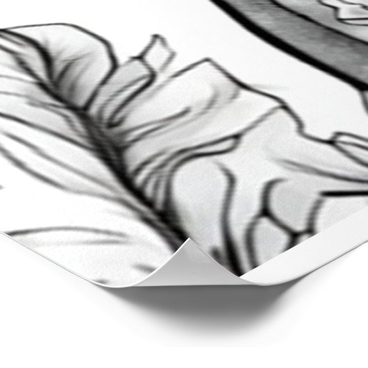 Dinosaur Picture Black + White Wall Poster ポスター (角)