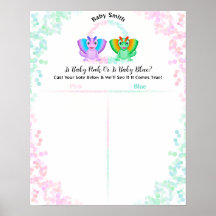 Dinosaur Pink Or Blue Gender Reveal Voting Sign