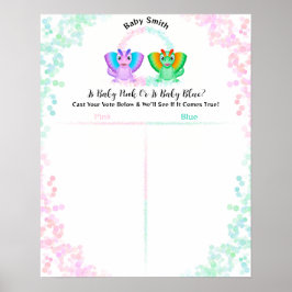 Dinosaur Pink Or Blue Gender Reveal Voting Sign ポスター