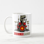 Dinosaur Playing Drum Musician T Rex Drummersaurus コーヒーマグカップ (左)