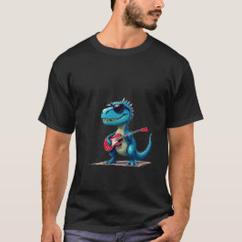 Dinosaur playing guitar T-shirt Tシャツ