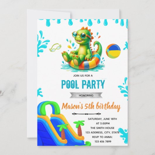 Dinosaur pool Invitation 招待状 (正面)