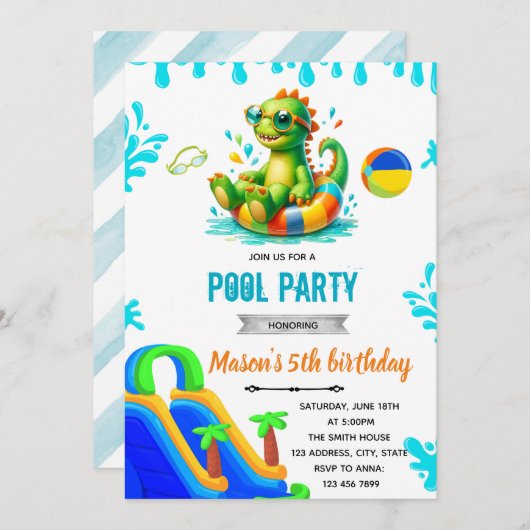 Dinosaur pool Invitation 招待状 (正面/裏面)