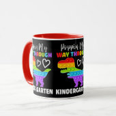 Dinosaur Poppin My Way Through Kindergarten マグカップ (正面左)