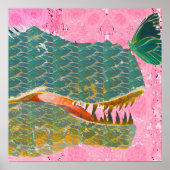 Dinosaur Poster with Butterfly Art Print ポスター (正面)